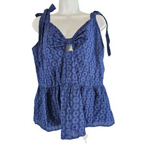 Sofia Jean by Sophia Vergara Womens Blue Cotton Peplum Tank Top Size XXL New NWT